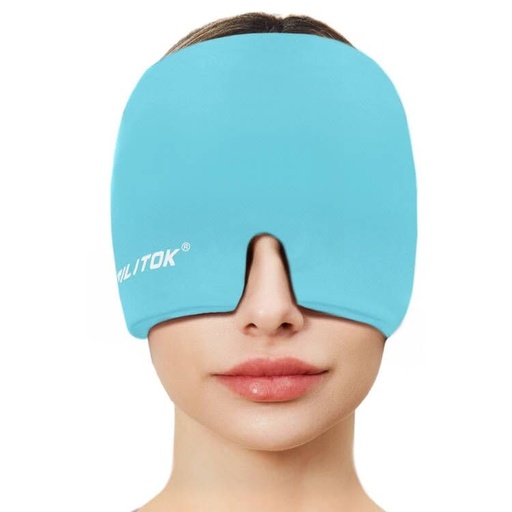 [BRSROZITCACBMCLX] EXQUISLIFE Migraine Headache Relief Cap, Gel Ice Head Wrap, Hot and Cold Therapy, Headache Eyes Mask for Sinus, Puffy Eyes, Tension and Stress Relief (Blue)