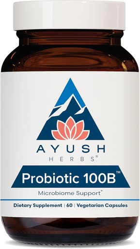 [BRSWIYIZCIDWCFTU] Ayush Herbes Probiotique 100B - Probiotiques pour les femmes, probiotiques pour les hommes, prébiotiques et probiotiques pour la santé digestive, le dégazage, équilibre du microbiome Gut - 60 capsules végétariennes (1 comte)