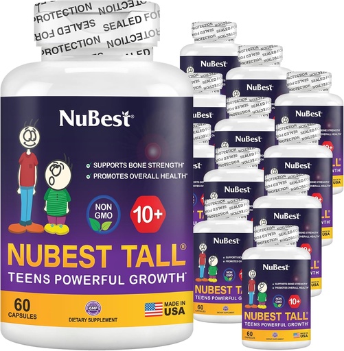 [BRSWYFLRBMMGGCLH] NuBest Tall 10+ Premium Bone Strength Formula, Enhanced Immunity and Overall Health for Age 10+ with Calcium, Vitamin D3, Vitamin K2, and Multivitamins | Pack 12