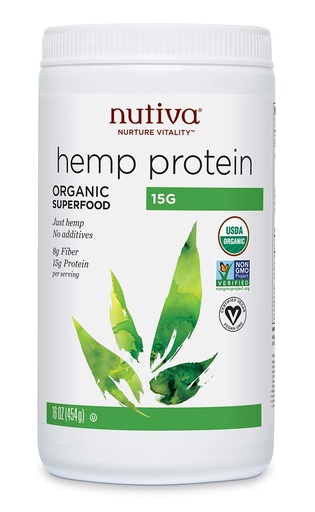 [BRSWIHYBC4HBGHI7] Nutiva Organic, Cold-Processed Hemp Protein from non-GMO, Sustainably Farmed Canadian Hempseed, 15 G, 16 Ounces