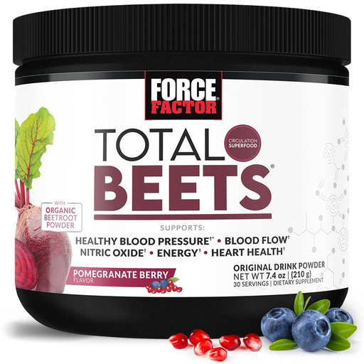 [BRSW2ZD3BEBA2ELU] Force Factor Total Beets Drink Mix Superfood Powder with Nitrates to Support Circulation, Blood Flow, Nitric Oxide, Energy, Endurance, and Stamina, Cardiovascular Heart Health Supplement, 30 Servings