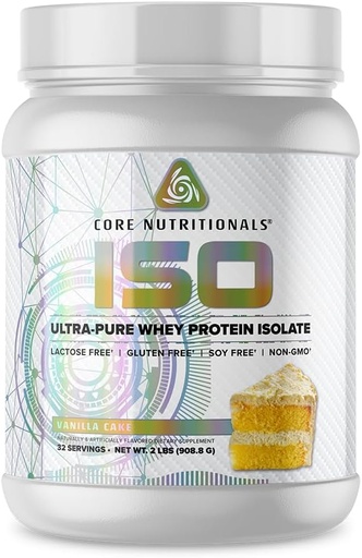 [BRSWYED5OZ7G2ELP] Core Nutritionals Iso Whey Protein Isolaatti Laktoosi, Gluteenittomat, & Soijattomat 100% Mikrosuodatettu, Kylmä Painettu 25g Proteiini 2 kiloa (Vanilla-kakku)