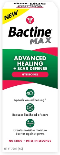 [BRSWYC33B4JRGCI7] Bactine MAX Advanced Healing Hydrogel with Scar Defense - Faster-Healing & First Aid Infection Protection with Natural Ingredients - Scar Prevention Gel - 0.75oz