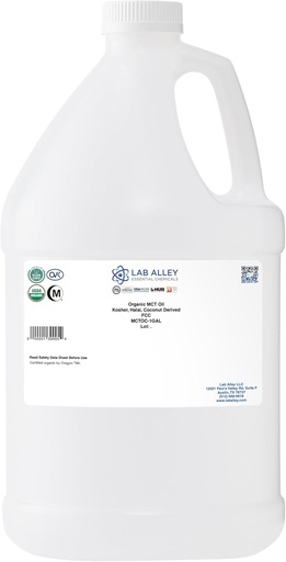 [BRSW2ATRCMHBU3Q6] Lab Alley MCT Oil, USDA Organic Coconut, Kosher Certified, Halal, Non-GMO - 1 Gallon