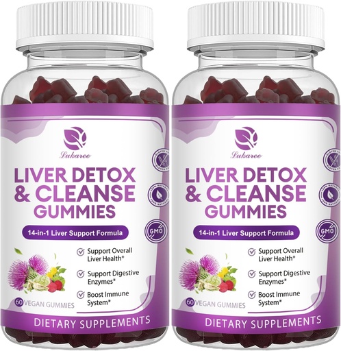 [BRSROGIQC57GOC3L] Liver Cleanse Detox & Repair Gummies - Extra Strength 14 in 1 Liver Support Supplement w/Milk Thistle Silymarin,Dandelion, Artichoke Extract & Elderberry - No Sugar, Liver Health Supplement -120 Ct