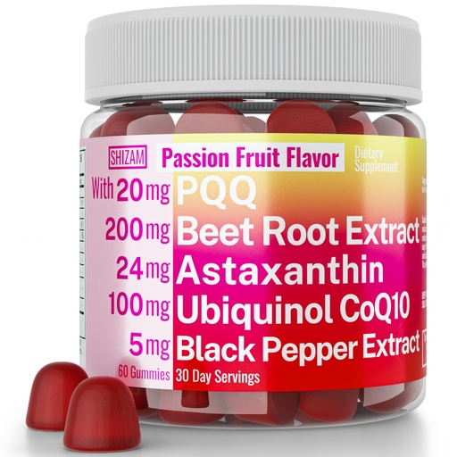 [BRSROGTYOYFRSHI3] SHIZAM Ubiquinol CoQ10 PQQ Astaxanthin Beets Gummies, Super Mitochondrial ATP Supplements Soft Chews Liquid Pills Powder Alt, Beet-Root