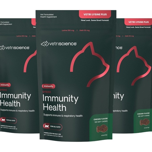 [BRSWI2QZPMGQIDQZ] VetriScience Lysine Immunity Health Chews, 250 mg Lysine Plus Immune Supplement for Cats and Kittens with Allergies, Sneezing, Runny Nose and Watery Eyes, Chicken, 3 Pack