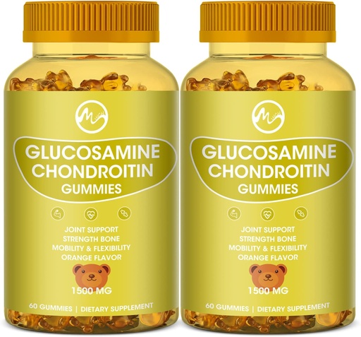 [BRSROYATPMJRGHTX] Glucosamine Chondroitin Gummies with MSM - 1500mg Extra Strength for Joint Support, Immune Support - for Adults, Men &amp; Women, 60 Count, Packs of 2