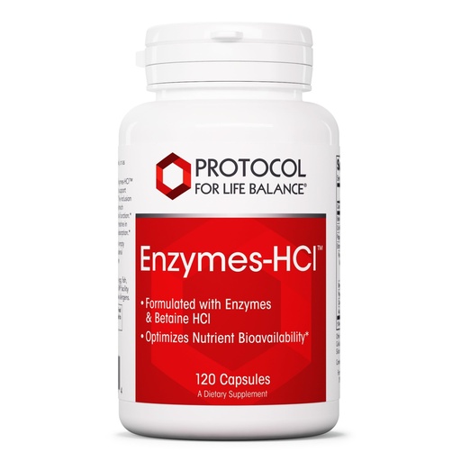 [BRSWIZQ2AIORUG3G] PROTOCOL FOR LIFE BALANCE Enzymes-HCl - Digestive Enzymes with Bromelain - Full Spectrum of Proteases - Digestion Supplement - Soy & Dairy Free - 120 Capsules