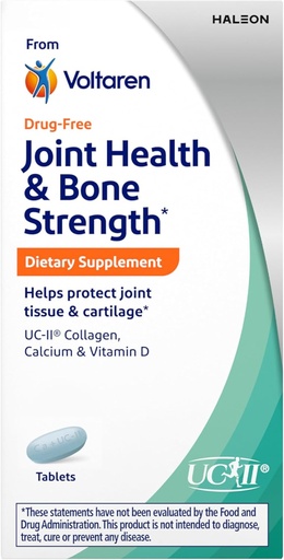 [BRSROYYCCMHBUCLJ] Voltaren Joint Health and Bone Strength Dietary Supplement from Voltaren, with UC-II (R) Collagen, Calcium, and Vitamin D for Healthy Aging of Joint Tissue and Cartilage – 30 Count Bottle