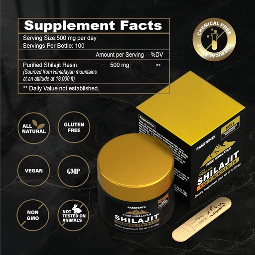 [BRSROAITOV7RYDQZ] Pure Shilajit Resin 500mg - Maximum Strength Formula with 85+ Trace Minerals & Fulvic Acid for Energy and Immune Wellness - 50g (1 Pack)