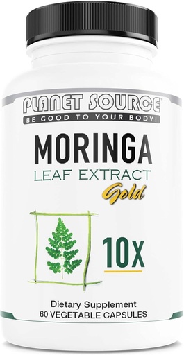 [BRSWIFYHBMIBQGTC] Moringa Leaf Gold Extract 10X - Vitamina A, Vitamina B, Vitamina C, Vitamina D, Vitamina E y Minerales - Antioxidantes - Energía Natural, Metabolismo, Immune Support - 60 Conde Veggie Capsules