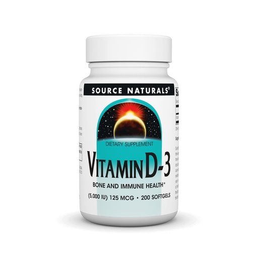[BRSWIZT3CMCQ2GTA] Source Naturals Vitamin D-3 5000 iu Supports Bone & Immune Health* - 200 Softgels