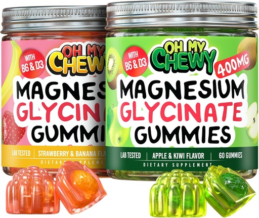 [BRSRAZILDECG2FIY] Magnesium Gummies Bundle – 2 Bottles (60 Each) – Strawberry Banana & Apple Kiwi