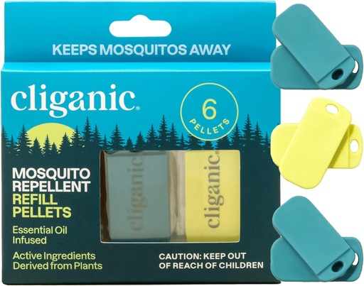 [BRSROCTQA4MQA2D2] Cliganic Mosquito Repelent Refill Pack (6 pelet) pro Cliganic náramky - Natural DEET- Free, Essential Oil Infused