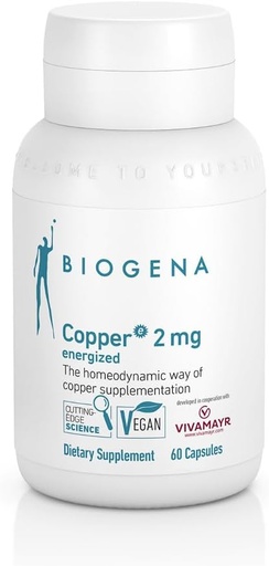 [BRSW22QPOYGQGELO] Biogena Copper 2 mg Energized - in The Easily Absorbed and Well Tolerated Citrate Form - 60 Capsules