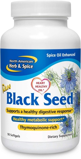 [BRSWGYY7OAHBODYZ] NORTH AMERICAN HERB " SPICE Black Seed Oil 1000 mg - 90 Cuenta - Liver, Gallbladder " Intestinal Function - Heart " Digestive Health - Black Seed Oil, Oregano Oil, Fennel - Non-GMO - 45 Servings