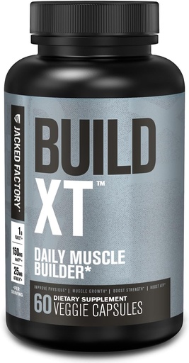 [BRSWGEIEAUDRYFA7] Jacked Factory Build-XT Daily Muscle Builder & Performance Enhancer - Muscle Building Supplement for Muscular Strength & Growth | Trademarked Ingredients Peak02, ElevATP, & Astragin - 60 Veggie Pills