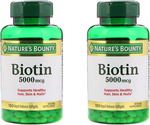 [BRSWIBACBMHGCCLK] Nustatyti 2 Gamtos Bounty ® Biotin 5000 mcg, 150 Softgels
