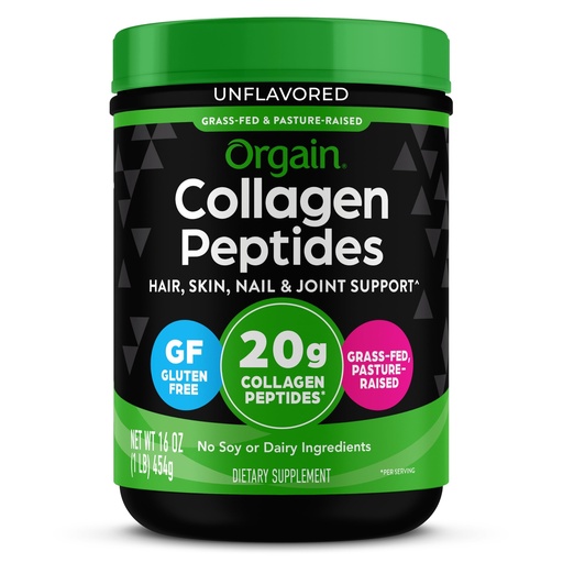 [BRSWGEAFOVYBOHI7] Orgain Hydrolyzed Collagen Peptides Powder For Women & Men, 20g Grass Fed Collagen, Unflavored - Hair, Skin, Nail, & Joint Support Supplement, Paleo & Keto, Non-GMO, Type I and III, 1lb