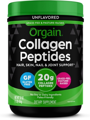 [BRSWGEAFOVYBOHI7] Péptidos de colágeno hidrolizado de orgaina Polvo para hombres de mujeres, Collagen de 20g de Grass, desarmado - Pelo, piel, uñas, " Suplemento de soporte conjunto, Paleo " Keto, No GMO, Tipo I y III, 1lb