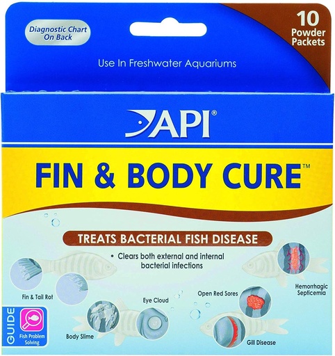 [BRSWGGADOJYQEA37] API 2 Pack of Fin і Body Cure Freshwater Fish Медикамент порошок для лікування бактеріальних захворювань, лікування тіла Slime, очей Хмара, Fin і Tail Rot, і хвороби Gill (10-Count) (2 шт.)
