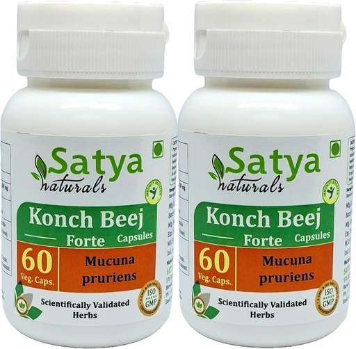 [BRSRA2Q7OAARODLV] Konch Beej Forte Capsules 500 мг. 60 Veg. Capsule Konch Beej (Mucuna Pruriens) екстракт Капсули для чоловіків і жінок Ayurvedic Herbal Supplement/Remedies 10:1 Forte (2 пляшки 60 капсули)
