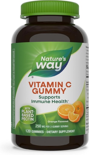 [BRSWYZIFCMBAYAL2] A természet útja C-vitamin gumi, Support Immune Health *, Antioxidáns, 250 mg / 2-gumi Serving, Gumi Vitaminok, Narancssárga ízesítésű, 120 gumi