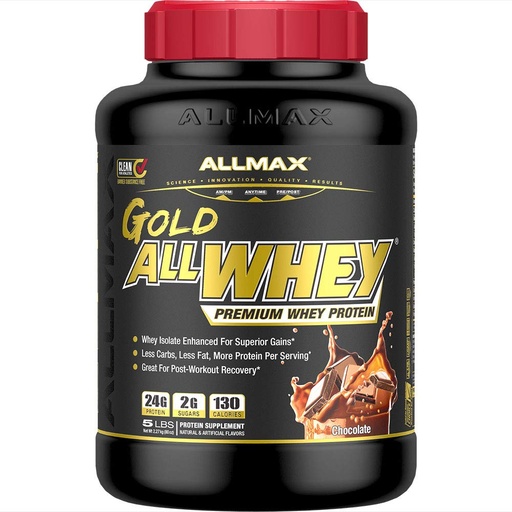 [BRSWIYQ5A56RKFTM] ALLMAX Gold ALLWHEY Whey Protein Powder, Chocolate, 5 lb, 24g Protein Per Scoop, High Protein for Muscle Recovery, Lean Muscle Growth & Post Workout Nutrition, Gluten Free, 71 Servings