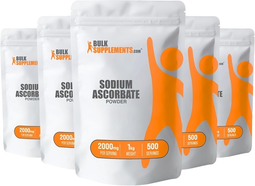 [BRSWKEIACB6BMCDU] BulkSupplements.com Sodium Ascorbate Powder - for Immune Support, Sodium Ascorbate Vitamin C - Buffered Vitamin C, Gluten Free, 2000mg per Serving, 5kg (11 lbs) (Pack of 5)