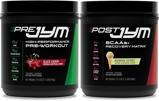 [BRSRAYYYCUFWME37] PRE JYM 30 Black Cherry & Post JYM Rainbow Sherbert Post-Workout 30 Hizmet Kas Kurtarma İçilir