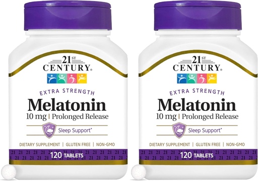 [BRSROBL6A5YWOAYZ] 21st Century Melatonin 10 Mg Prolonged Release, 120 Count (Pack of 2)