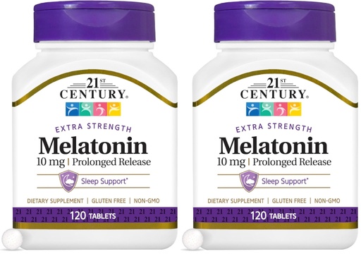 [BRSROBL6A5YWOAYZ] 21st Century Melatonin 10 Mg Prolonged Release, 120 Count (Pack of 2)