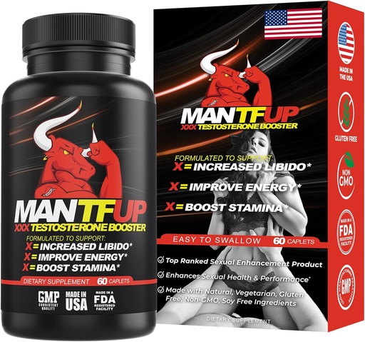 [BRSWYZDYBUFAEYA2] ManTFUP Vitality Enhancer for Men ) Fast-Acting Testosterone Booster " Daily supplement to Support Male Health " Libido ) Potenciadores de Testosterona ) made in USA (1 Month Supply, 60 Caplets)