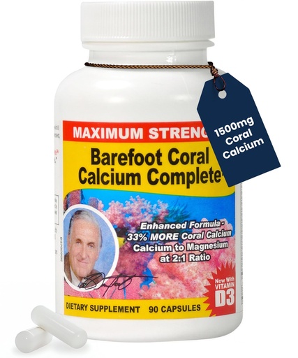 [BRSWKYQOOUOGYF3K] 90 Count - Coral Calcium 1500mg Capsules - Bone Health - 72 Trace Minerals, Calcium, Magnesium & Vitamin D3 - Developed by Bob Barefoot