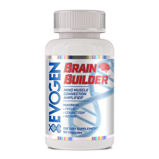 [BRSW2FA2AUPBQHLK] Evogen Brain Builder - Mind-Muscle Connection Amplifier | Boosts Focus, Concentration, & Connection | Lions Mane, Bacopa Monnieri, Alpha-GPC | 90 Capsules