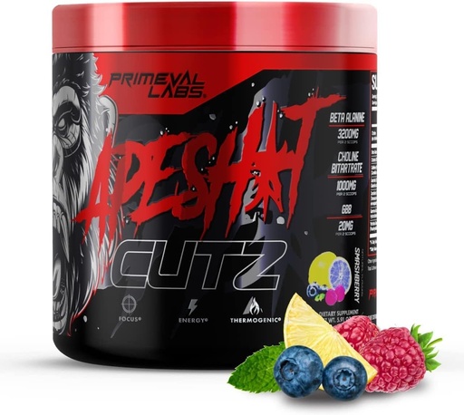 [BRSWYAQ5BZ6GKFD3] Primeval Labs Ape Cutz Pre Workout Powder | Scientifically Formulated | Increased Performance with Beta Alanine | Post Workout Drink & Energy Booster 50 Servings Smashberry