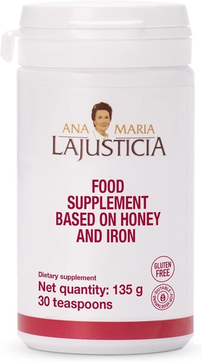 [BRSWYHARCN4AEG34] Ana Maria Lajusticia - Iron with Honey - Food Supplement - 135g (30 teaspoons)- Dairy and Gluten Free. Vegetarian Friendly. Perfect to Promote Vascular Health.