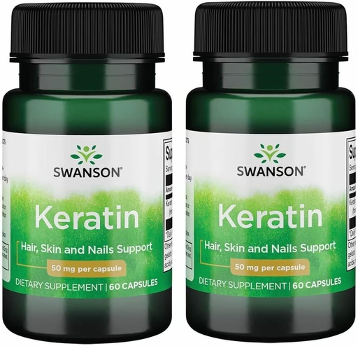 [BRSWGFD3B4FRUGQZ] Swanson Keratin (from Tibetan Wool) - Natural Supplement Promoting Healthy Joints, Hair, Skin & Nails - Helps Nourish Healthy Connective Tissues - (60 Capsules, 50mg Each) (2 Pack)