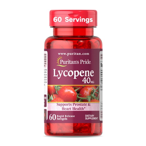 [BRSWIZQ3OVYGA236] Puritan's Pride Premium Lycopene 40mg, Dietary Supplement for Prostate, Antioxidant, Heart Health, and Overall Health Support, 2 Month Supply, 60 Rapid Release Softgels