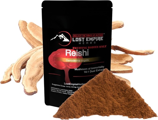 [BRSRMAA5AEGQ233L] Lost Empire Herbs Reishi (Ganoderma Lucidum) Mushroom Powder | Organic 16:1 Dual Extract from Real Mushrooms Not Mycelium | for Immune Support (15 Grams)