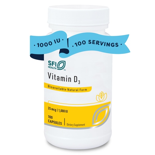 [BRSWIBT4O4CWGEI7] Klaire Labs SFI Health Vitamin D3 1000 IU - High Potency 25 Micrograms, Hypoallergenic Bone & Immune Support (100 Capsules)