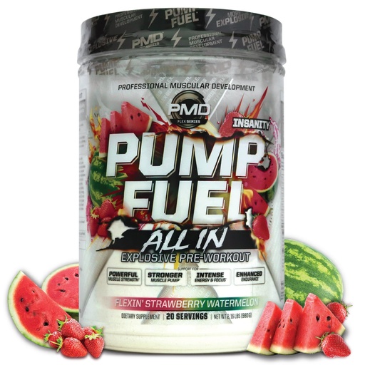 [BRSRAYL3OAPBUETO] PMD Sports Pump Fuel All in Insanity, Ultimate Pre Workout & Muscle Pump, Maximum Strength Energy, Focus, Endurance & Recovery, Creatine & Beta Alanine, Flexin' Strawberry Watermelon, 20 Servings