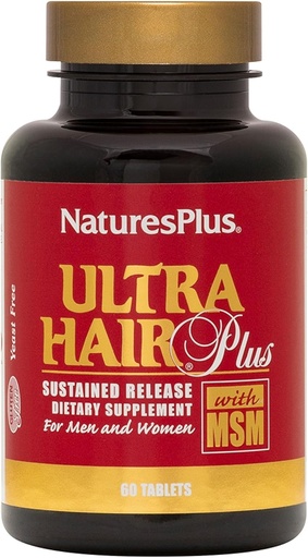 [BRSROFILCV4A2AL5] NaturesPlus Ultra Hair Plus - 60 Tabletter, pakke med 2 - Uunngåelig Release Formel for menn og kvinner - Glutenfri - 60 Total Services