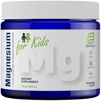 [BRSWYYA5OAFWK2TO] Tangerine Flavor Magnesium Powder Supplement for Kids | Supplements for Kids | Growth and Development | Balanced Mood | Sleep Support | Magnesium for Kids | Just Add Water