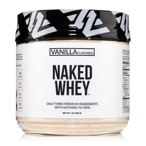 [BRSWG2T6CEDQOCL4] NAKED Vanilla Whey Protein 1Lb, Only 3 Ingredients, All Natural Grass Fed Whey Protein Powder + Vanilla + Coconut Sugar - NSF Certified, GMO-Free, Soy Free, Gluten Free. Aid Muscle Growth, 12 Servings