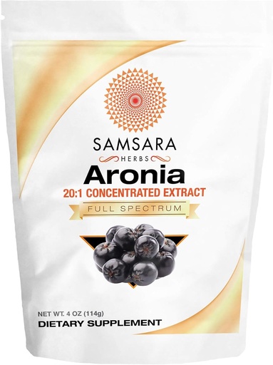 [BRSWKZI7BBYGIELY] Samsara Herbs Aronia Berry 20:1 Σκόνη Εκχυλίσματος (4oz/114g) - Αντιοξειδωτικό, Φλαβονοειδή και Πολυφαινόλες συμπλήρωμα - High ORAC - Native American Berry - Βελτιωμένη Ευζωία