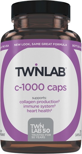 [BRSWIYTYOEDRYF3I] Twinlab C-1000 Caps - ויטמין C Immune תומך תוספי גברים ונשים - 250 קפסולות