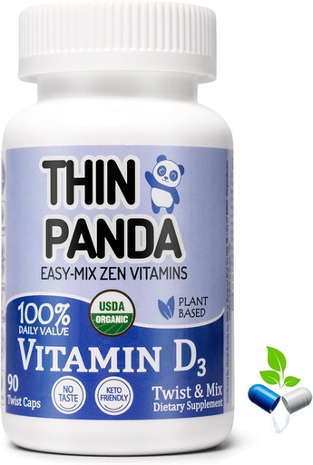 [BRSROBTQO54GG33G] 100% Organic Vitamin D3 Supplement | 100% Of Your RDA | For Strong Bones & Healthy Immunity | Unique Twist & Mix Design | GMO Gluten Vegan & Taste Free | Adults & Kids Ages 4 & Older | 90 Servings