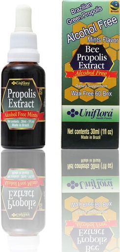 [BRSWIZLQCJ4R6HTO] Uniflora Brazilian Green Bee Propolis – 60 Brix – Alcohol-Free Liquid Extract – Mint Flavor – 30ml